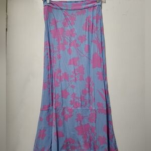 Candace Cameron Bure Blue and Pink Floral Maxi Skirt